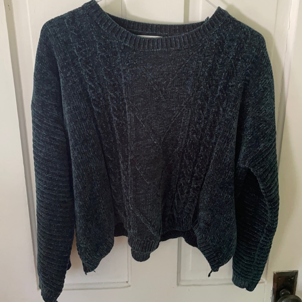 Women’s S/M cropped sweater, dark bluish/green